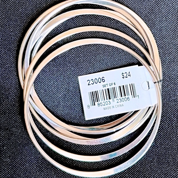 🌊6 Wavy Silver Tone Bracelets by Cookie Lee - Picture 5 of 6